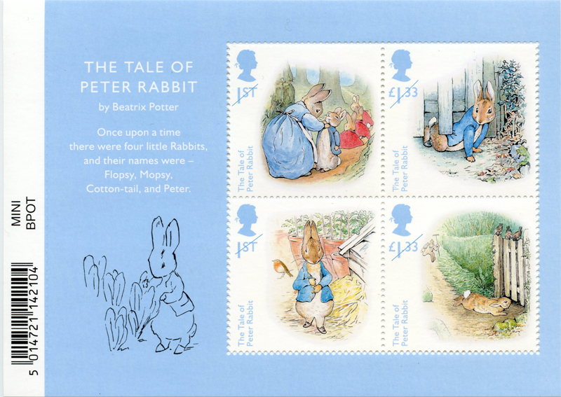 The Tale of Peter Rabbit miniature sheet (GB, 2016)