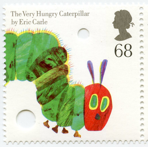 Detail of The Very Hungry Caterpillar with die cut holes
